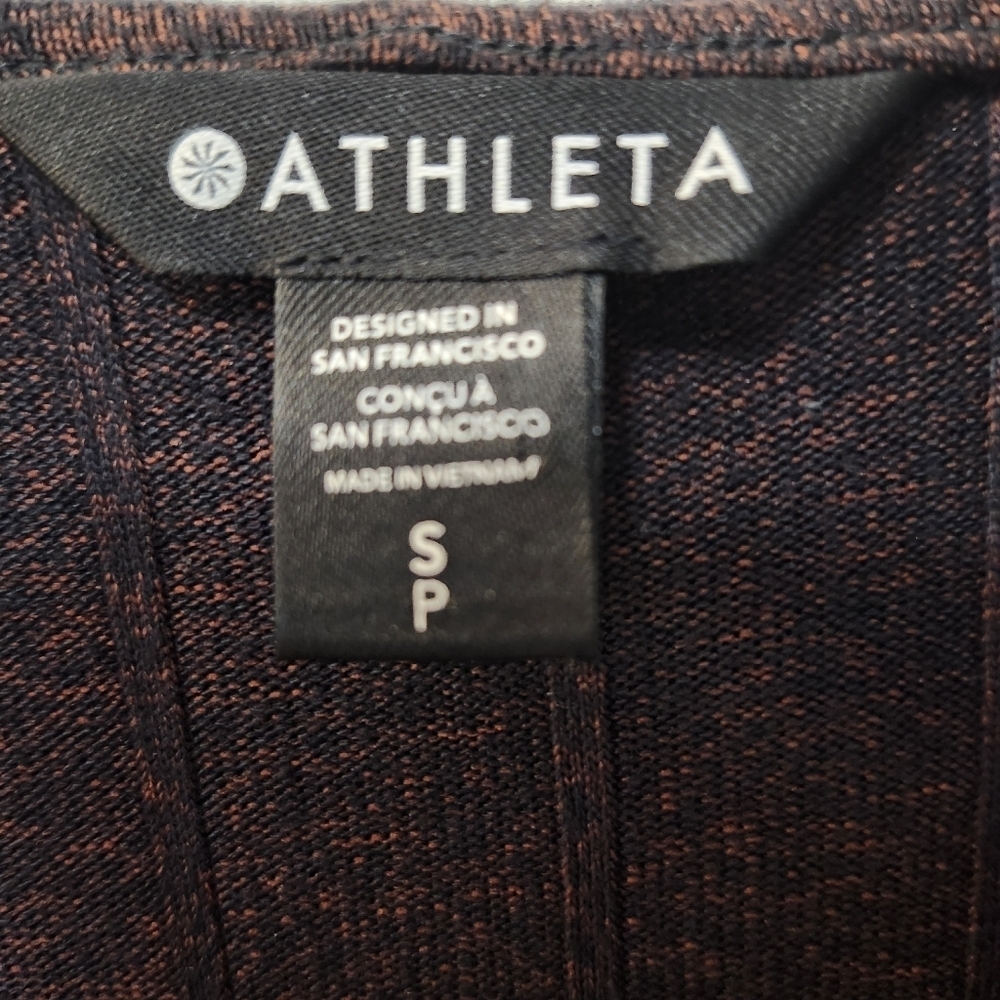 Athleta Mahogany Heather Pullover Ribbed Sweater With Hood. Sz S - Picture 6 of 8